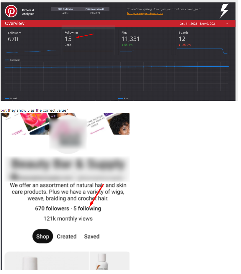 The Looker Studio demo report template for PMA's Pinterest Analytics data connector, showing the Overview page.